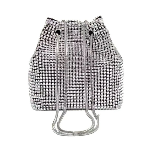 Gorgeous boutique full rhinestone mini drawstring evening crossbody satchel NWT - Picture 1 of 13